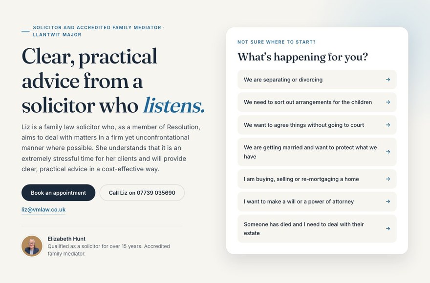 VM Law website by Mediatopia